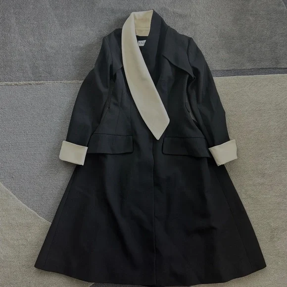 Iconic AW 2013 Dior Wool with white shawl collar Dress by Raf Simons